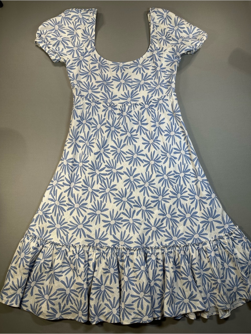 Polo Ralph Lauren Kai Linen Midi Dress, Blue Daisy Floral Print - Womens 14 - Picture 13 of 16